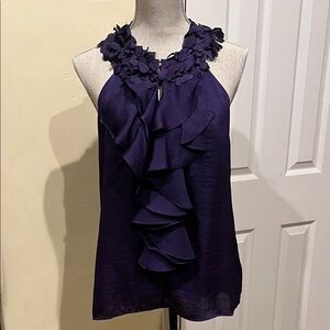 Violet & Claire Deep Purple Ruffle Blouse